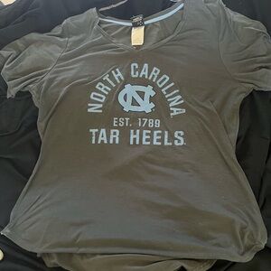North Carolina Tar Heels Women's Scoop Neck T-Shirt Light Blue on Charcoal Grey